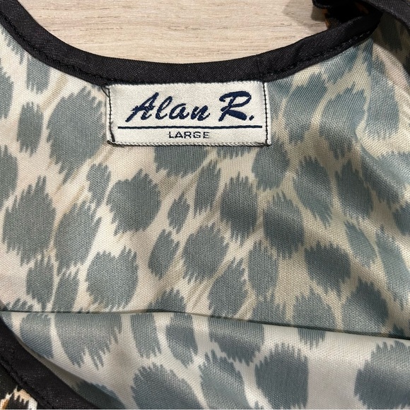 Vintage Alan R. Crop Top Tank Leopard Print Oversized Satin USA Made Size L - Picture 4 of 7